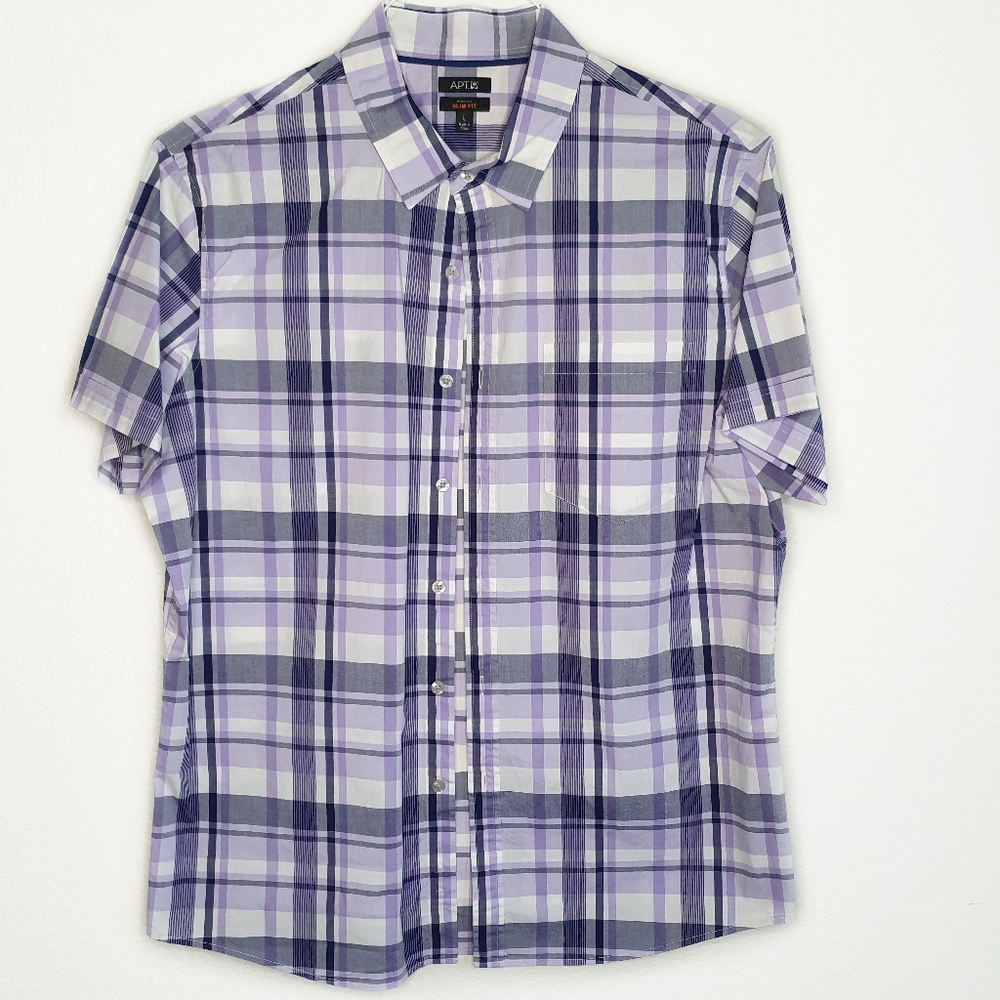 3/$30 Apt.9 Slim Fit Stretch Plaid Button Down Shirt